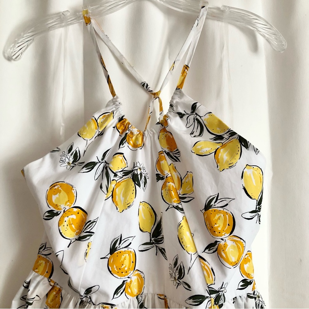 Free Assembly lemon print halter fit and flare cotton dress size S NWT - Picture 3 of 12